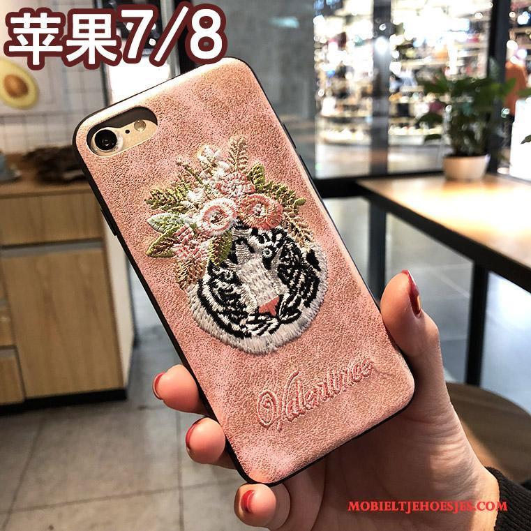 iPhone 7 Borduurwerk Mobiele Telefoon Scheppend Hoes Roze Hoesje Telefoon Nieuw