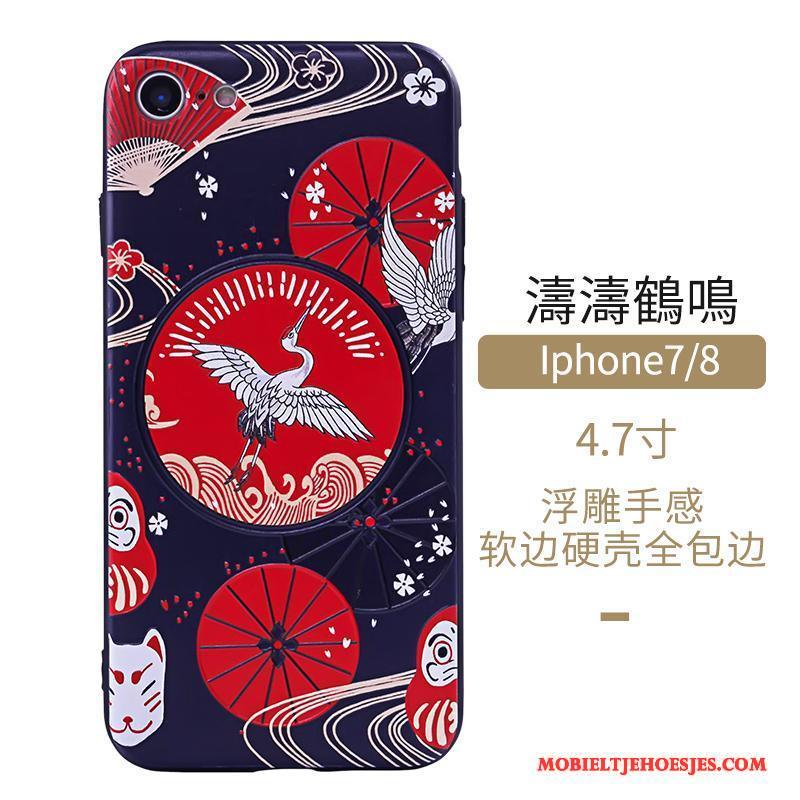 iPhone 7 Chinese Stijl Hoes Bescherming Blauw Wind Kunst Hoesje Telefoon