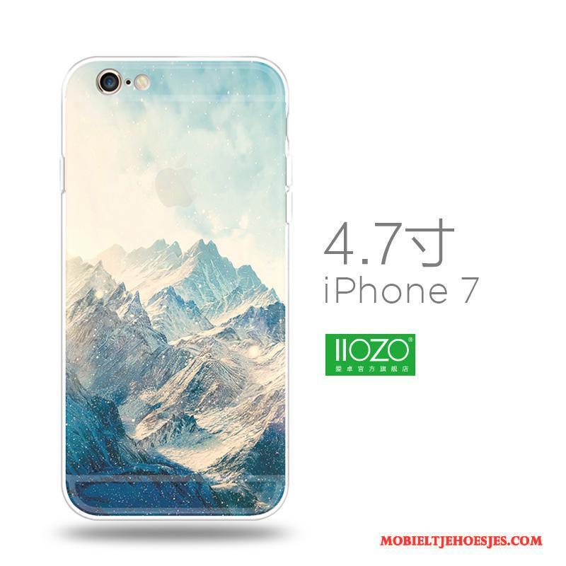 iPhone 7 Chinese Stijl Scheppend Siliconen Anti-fall Hoesje Telefoon Trend Blauw