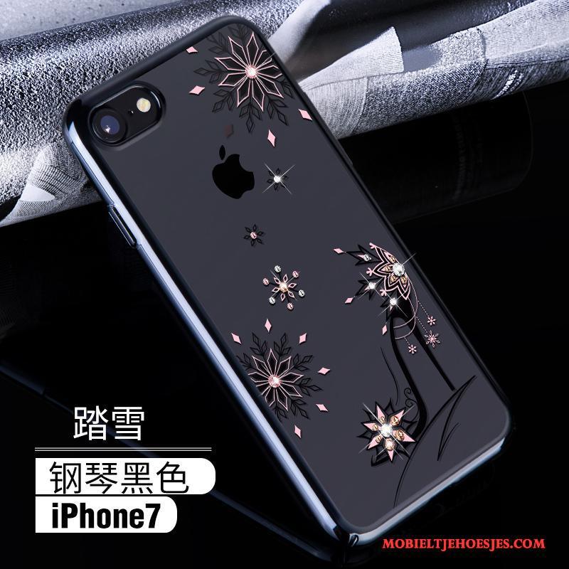 iPhone 7 Doorzichtig Met Strass Rose Goud Hard Nieuw Hoesje Telefoon Blauw