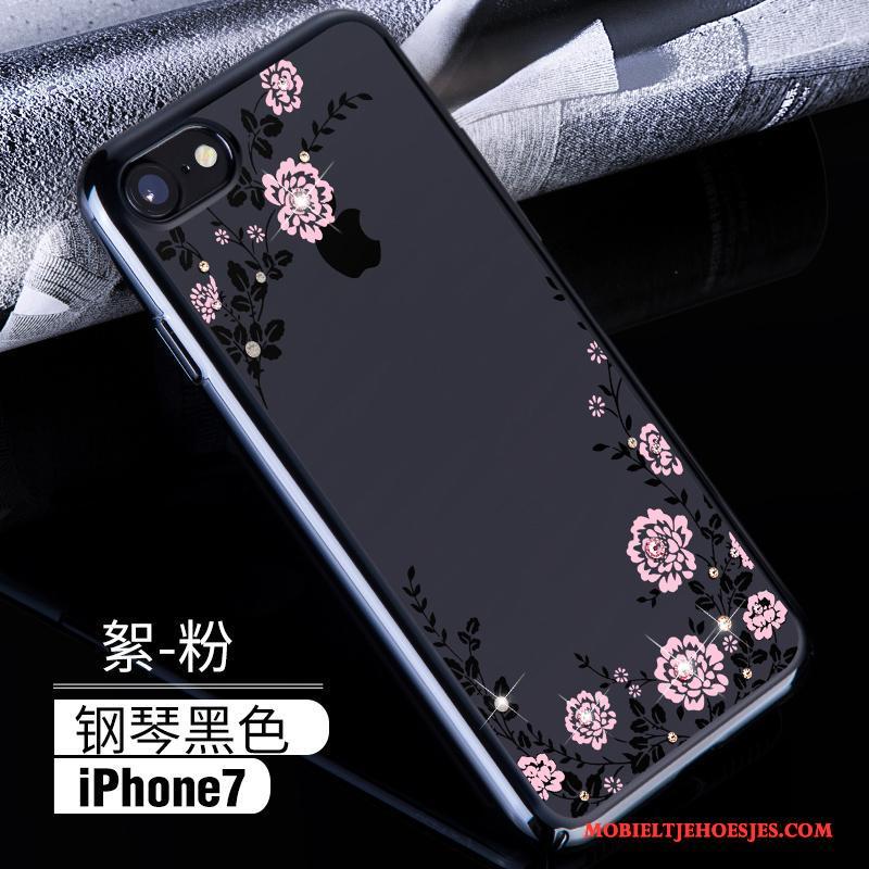 iPhone 7 Doorzichtig Met Strass Rose Goud Hard Nieuw Hoesje Telefoon Blauw