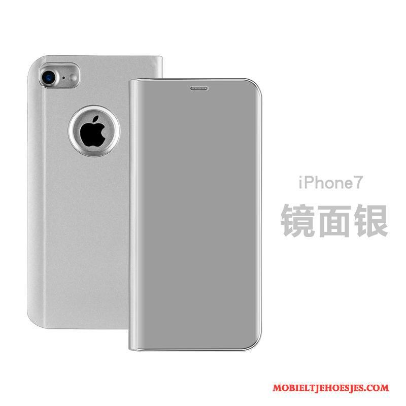 iPhone 7 Driedimensionaal Bescherming Leren Etui Rose Goud Folio Hoesje Telefoon Draak
