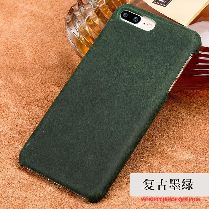 iPhone 7 Echt Leer Kunst Het Uitstralen Groen Elegante Hoesje Telefoon Hard