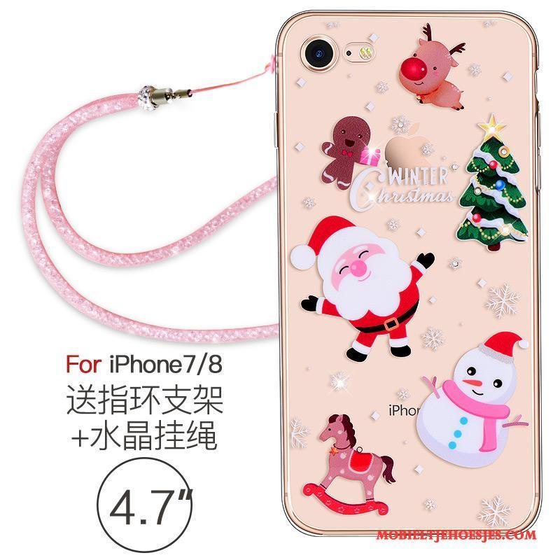 iPhone 7 Hanger Roze Nieuw Hoesje Telefoon Met Strass Siliconen Doorzichtig