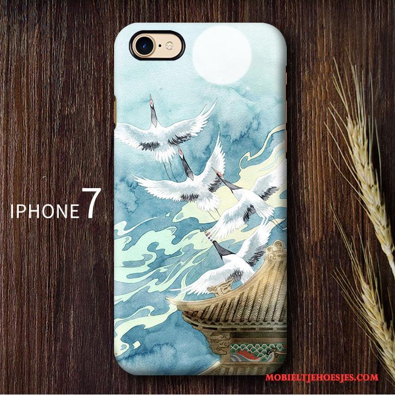 iPhone 7 Hard Chinese Stijl Wit Anti-fall Kunst Vintage Hoesje