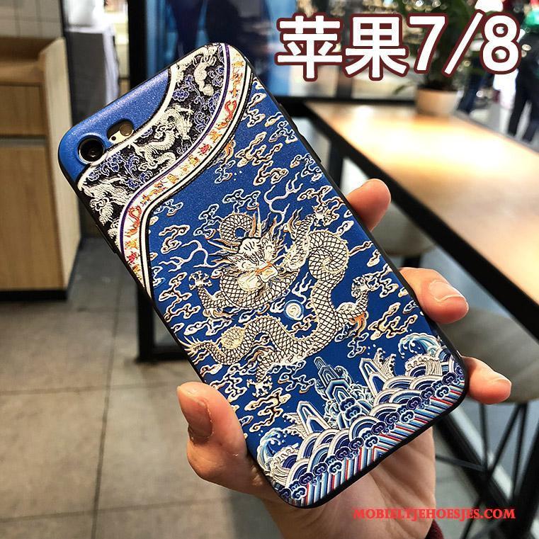 iPhone 7 Hoesje Blauw Scheppend Draak Hoes Totem Nieuw Hemming