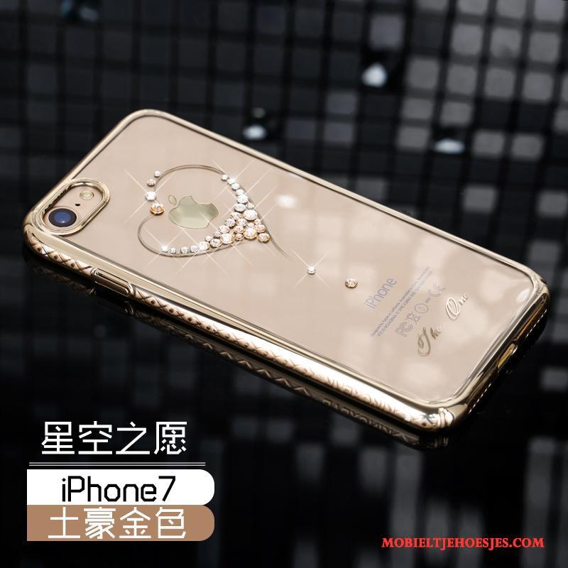 iPhone 7 Hoesje Luxe Bescherming Met Strass Anti-fall Hard Goud Dun