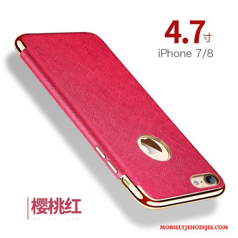 iPhone 7 Hoesje Rood Leer All Inclusive Hoes Kwaliteit Bescherming Trend