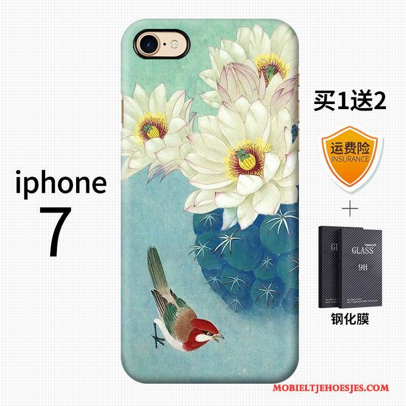 iPhone 7 Hoesje Schrobben Vintage Blauw Hard Chinese Stijl Kunst Scheppend