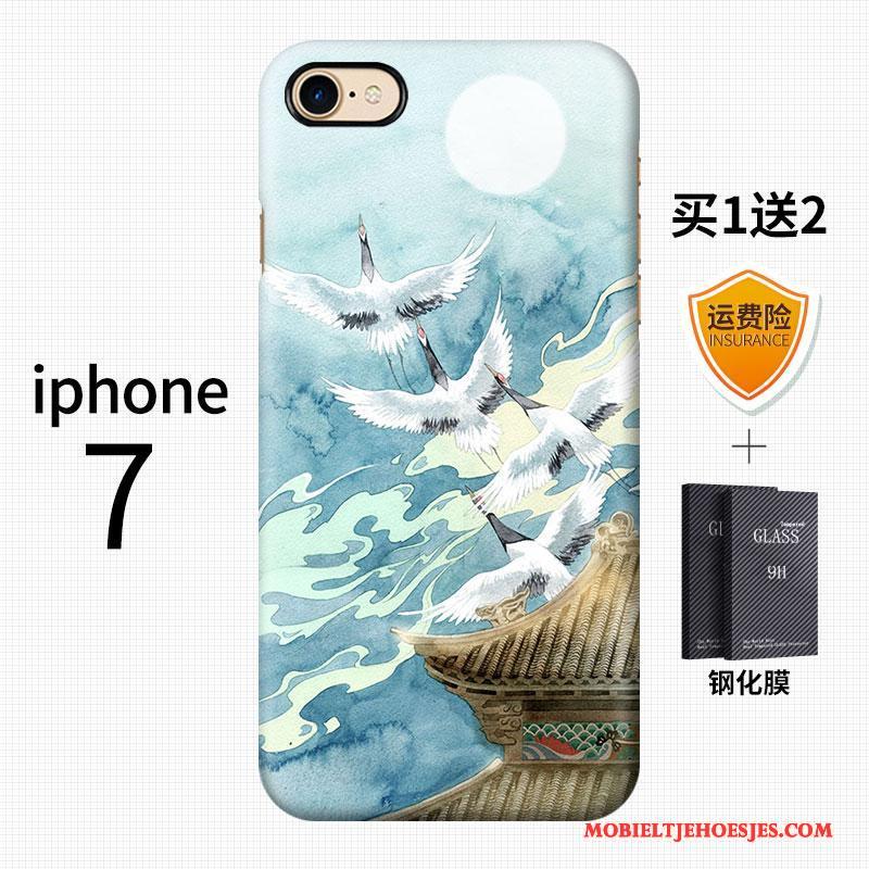 iPhone 7 Hoesje Schrobben Vintage Blauw Hard Chinese Stijl Kunst Scheppend