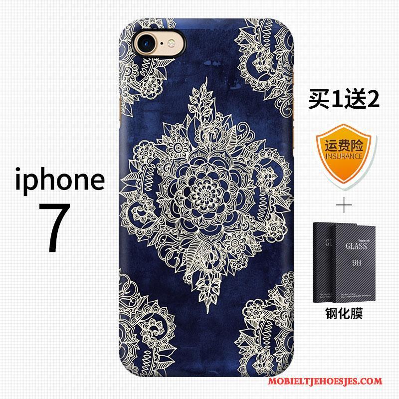 iPhone 7 Hoesje Schrobben Vintage Blauw Hard Chinese Stijl Kunst Scheppend