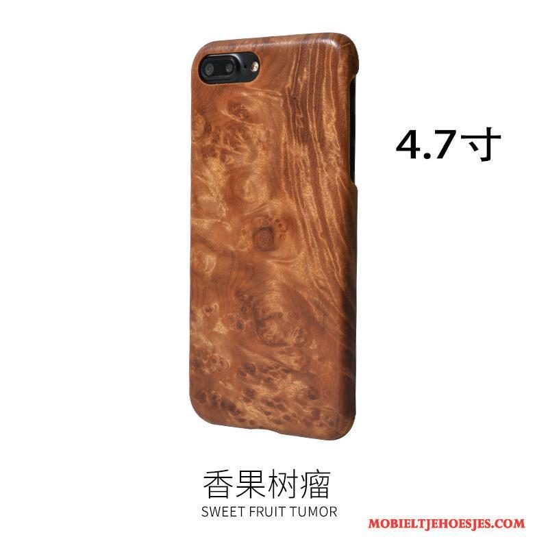 iPhone 7 Hoesje Telefoon Bescherming Hout Voelen Massief Hout Zwart