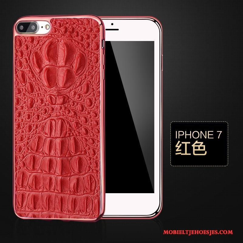 iPhone 7 Hoesje Telefoon Koe Rood Leren Etui Bescherming Echt Leer Lederen