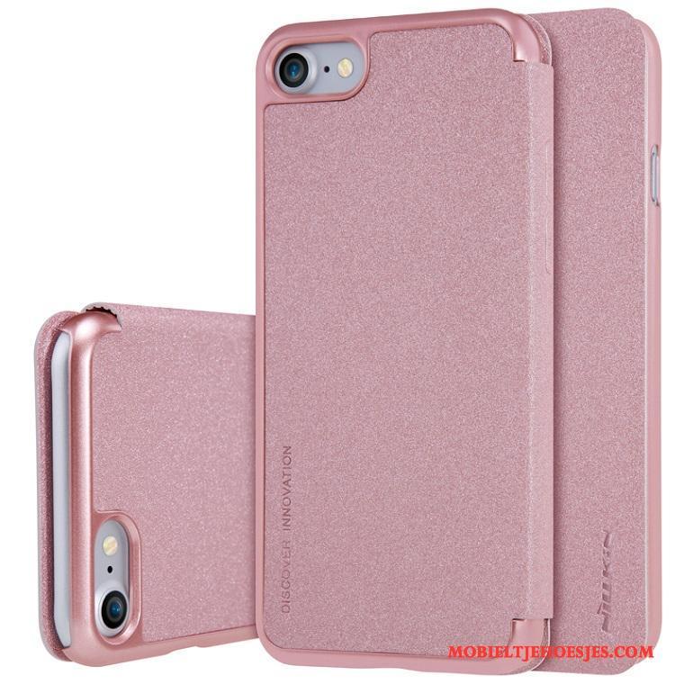 iPhone 7 Hoesje Telefoon Leren Etui Mobiele Telefoon Rose Goud Folio Bescherming