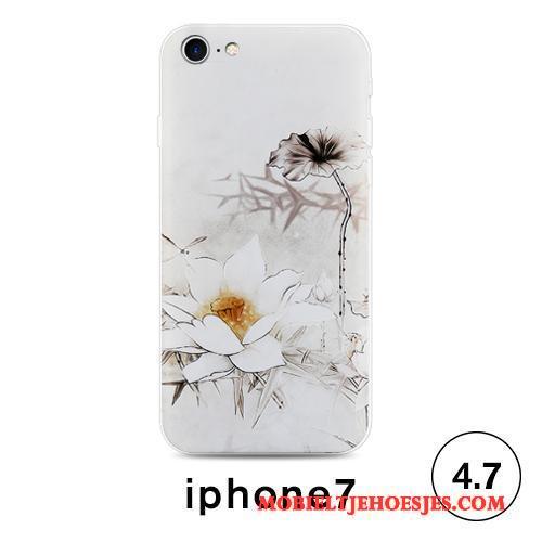 iPhone 7 Hoesje Telefoon Zacht Bescherming Scheppend Anti-fall Chinese Stijl Wit