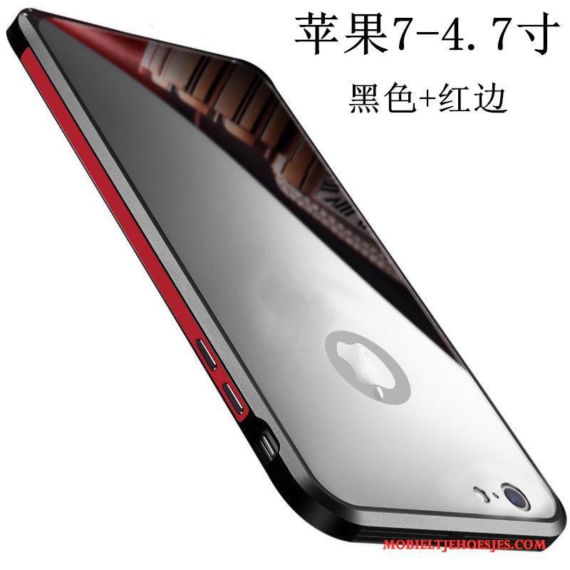 iPhone 7 Metaal Bescherming Zwart Hoes Hoesje Telefoon Anti-fall Spiegel