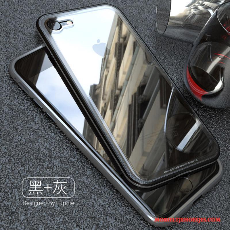 iPhone 7 Plus All Inclusive Metaal Bescherming Hoesje Telefoon Anti-fall Purper Gehard Glas
