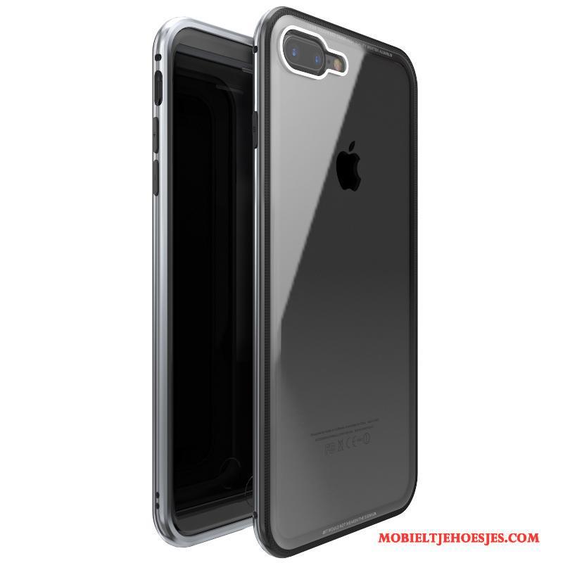 iPhone 7 Plus All Inclusive Metaal Bescherming Hoesje Telefoon Anti-fall Purper Gehard Glas