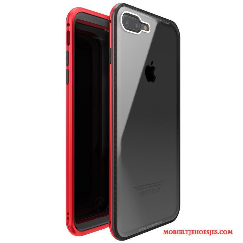 iPhone 7 Plus All Inclusive Purper Metaal Hoesje Telefoon Bescherming Anti-fall Gehard Glas