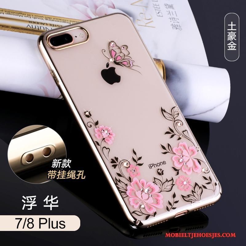 iPhone 7 Plus Elegante Hoes Met Strass Hoesje Telefoon Goud Luxe Nieuw