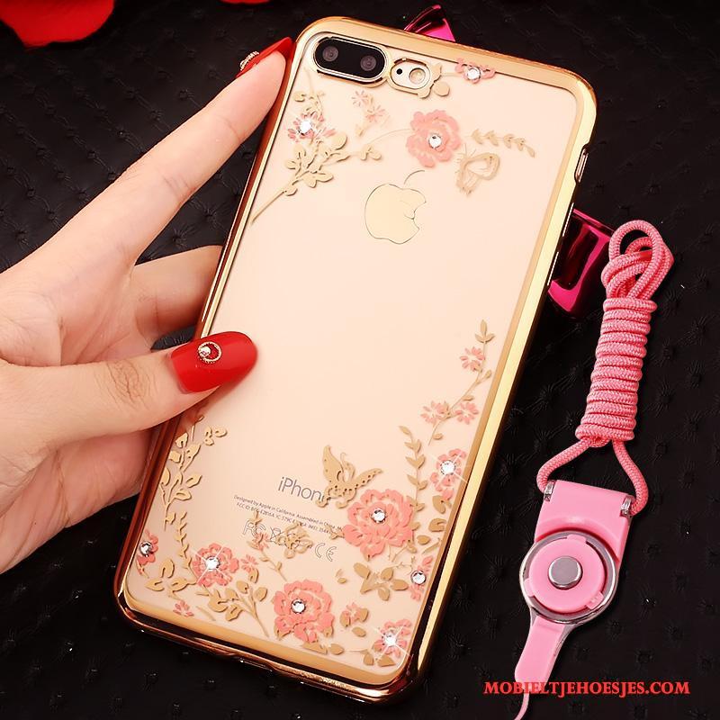 iPhone 7 Plus Hoes Hoesje Telefoon Met Strass Luxe Klittenband Persoonlijk Goud