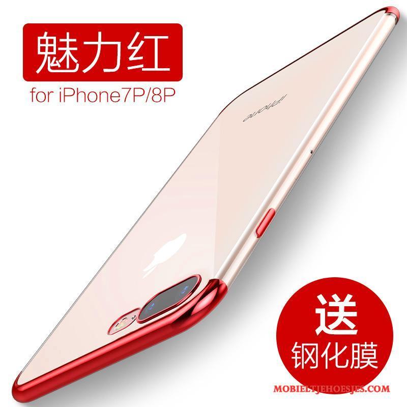 iPhone 7 Plus Hoesje All Inclusive Doorzichtig Siliconen Persoonlijk Rood Anti-fall Rose Goud