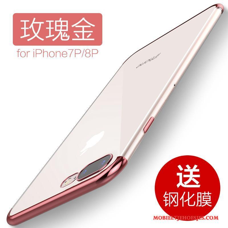 iPhone 7 Plus Hoesje All Inclusive Doorzichtig Siliconen Persoonlijk Rood Anti-fall Rose Goud