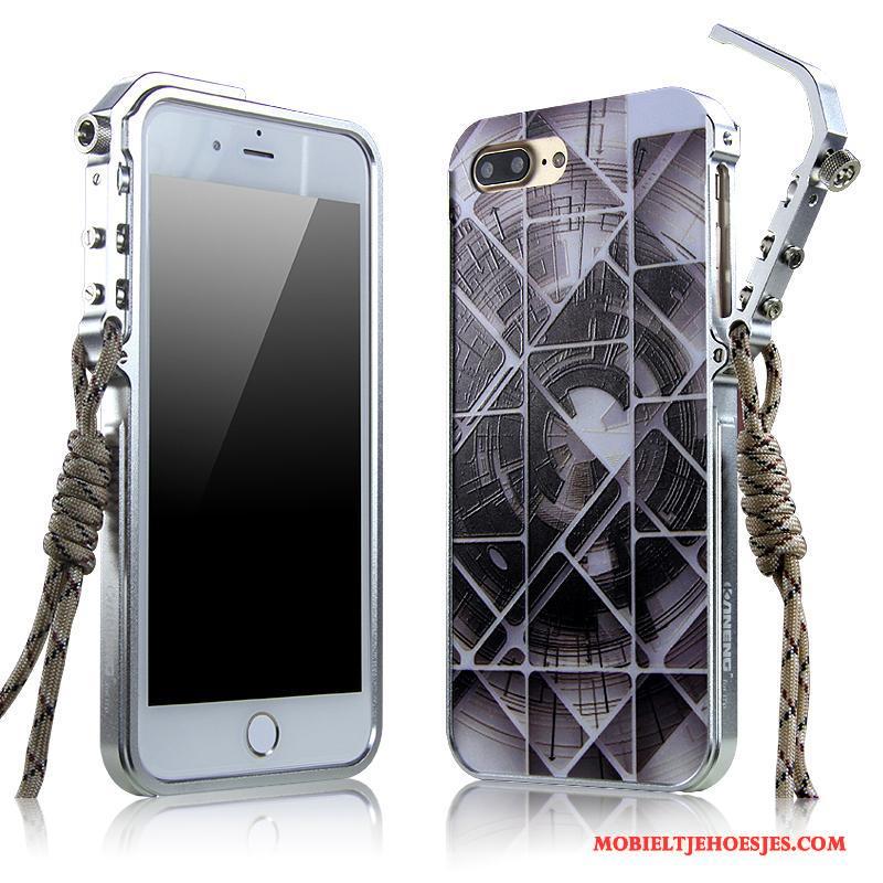 iPhone 7 Plus Hoesje Bescherming Metaal Anti-fall Zwart Omlijsting Hoes Mobiele Telefoon