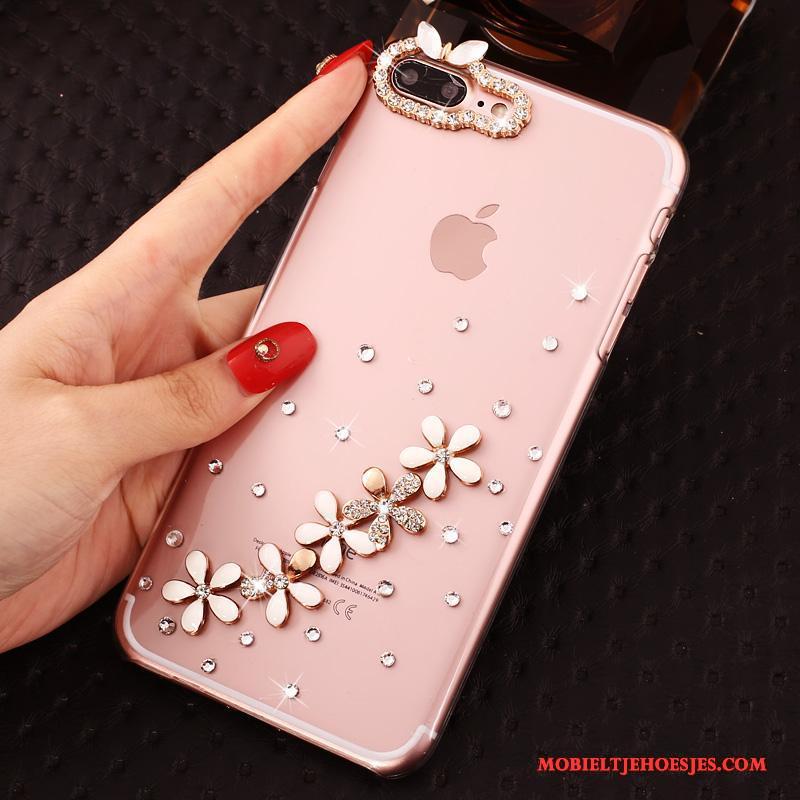 iPhone 7 Plus Hoesje Hoes Doorzichtig Anti-fall Hard Bescherming Roze Met Strass