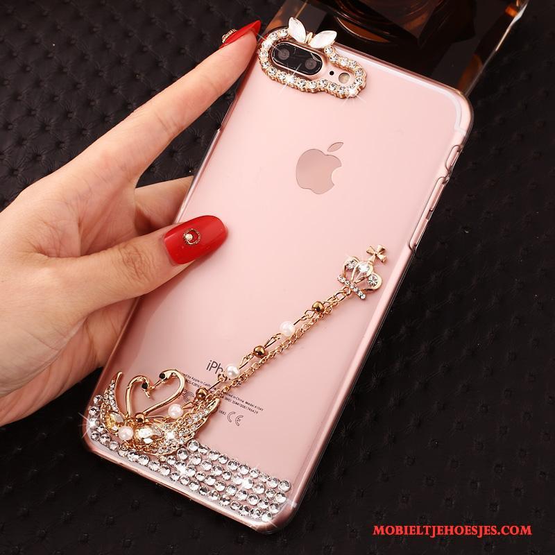 iPhone 7 Plus Hoesje Hoes Doorzichtig Anti-fall Hard Bescherming Roze Met Strass