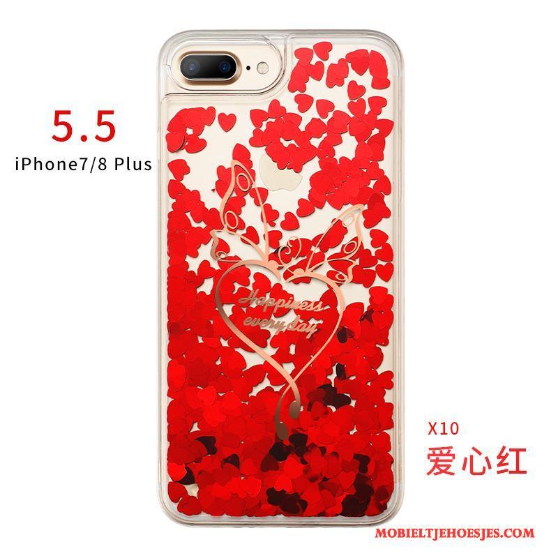 iPhone 7 Plus Hoesje Nieuw Vloeistof Siliconen Telefoon Roze Drijfzand