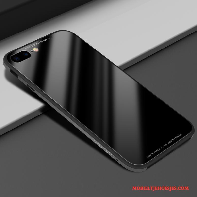 iPhone 7 Plus Metaal All Inclusive Hoesje Glas Wit Bescherming Siliconen