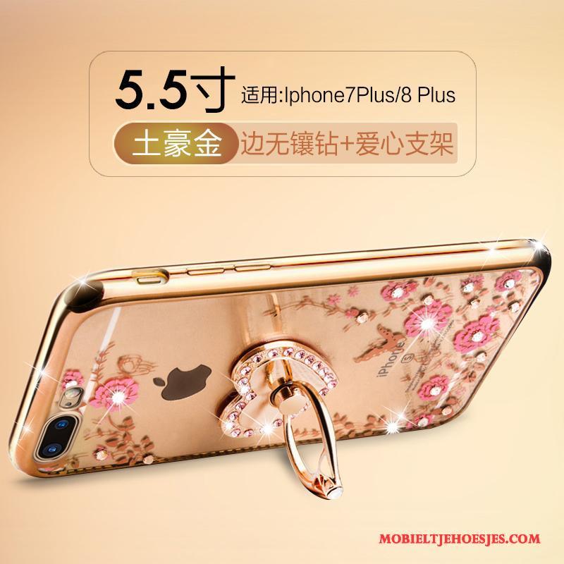 iPhone 7 Plus Siliconenhoesje Mode Hoesje Telefoon Bescherming Goud Met Strass Persoonlijk