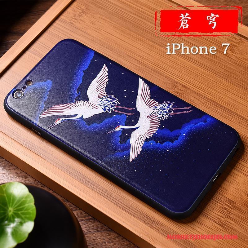 iPhone 7 Purper Scheppend Reliëf Trendy Merk Chinese Stijl Lovers Hoesje Telefoon