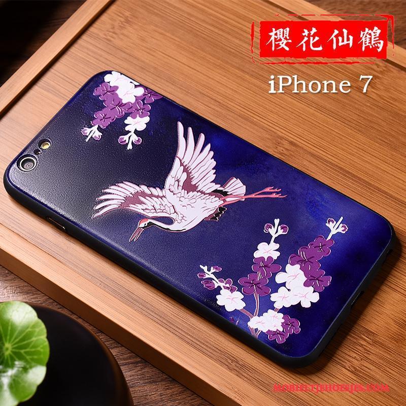 iPhone 7 Purper Scheppend Reliëf Trendy Merk Chinese Stijl Lovers Hoesje Telefoon