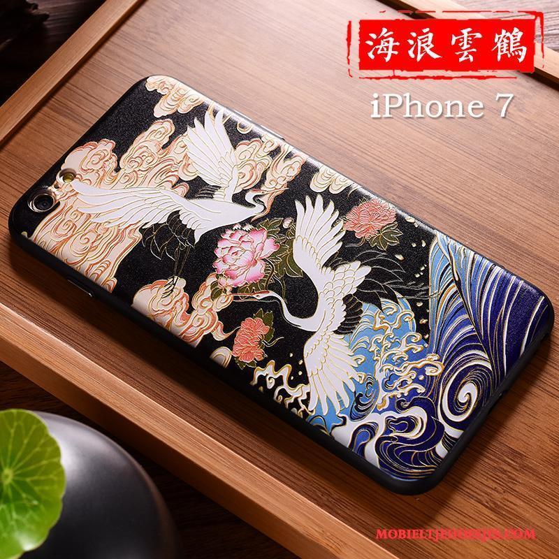 iPhone 7 Purper Scheppend Reliëf Trendy Merk Chinese Stijl Lovers Hoesje Telefoon