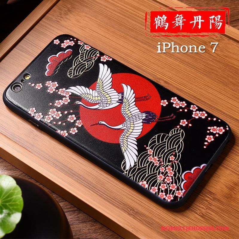 iPhone 7 Purper Scheppend Reliëf Trendy Merk Chinese Stijl Lovers Hoesje Telefoon