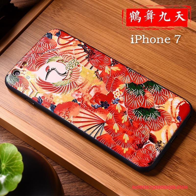 iPhone 7 Purper Scheppend Reliëf Trendy Merk Chinese Stijl Lovers Hoesje Telefoon