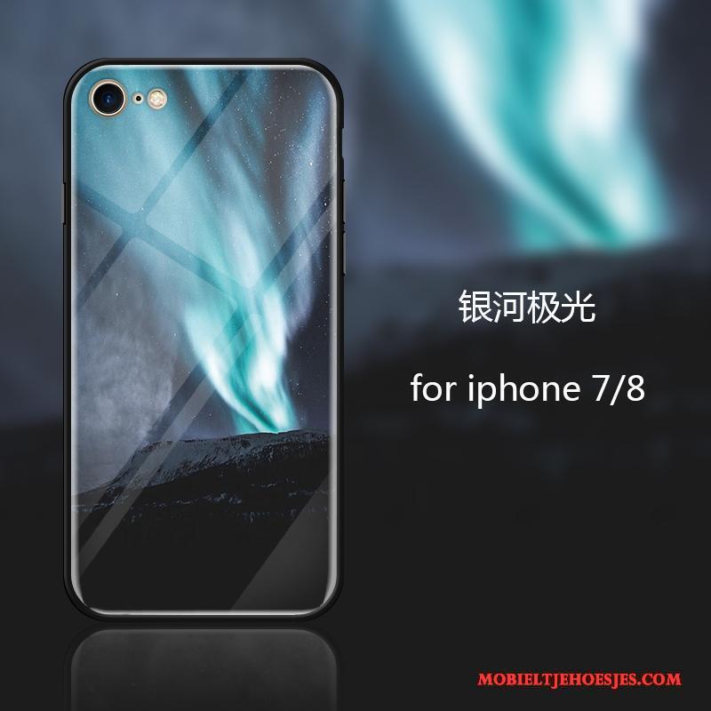 iPhone 7 Trend Persoonlijk Anti-fall Blauw Siliconen Hoesje Telefoon Glas
