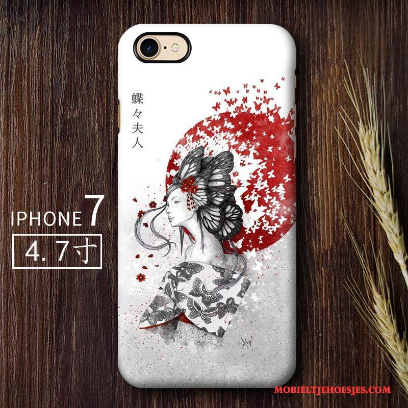 iPhone 7 Wind Schrobben Kunst Hoesje Telefoon Scheppend Hard Grijs