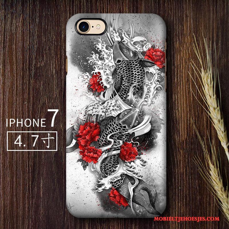 iPhone 7 Wind Schrobben Kunst Hoesje Telefoon Scheppend Hard Grijs