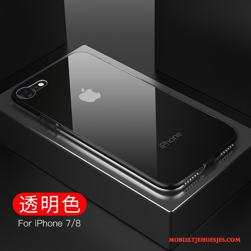 iPhone 8 Hoesje Glas Patroon Anti-fall Trendy Merk Nieuw Zwart All Inclusive