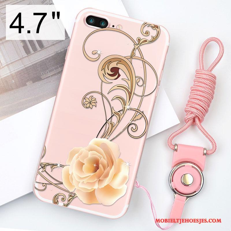 iPhone 8 Hoesje Hanger Hoes Rood Siliconen Roze Zacht Anti-fall