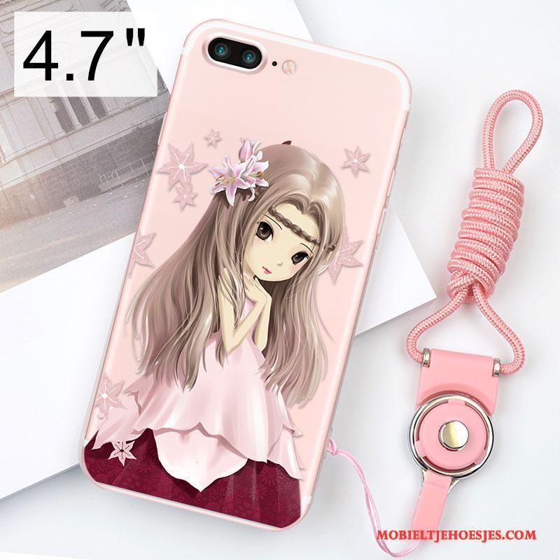 iPhone 8 Hoesje Hanger Hoes Rood Siliconen Roze Zacht Anti-fall