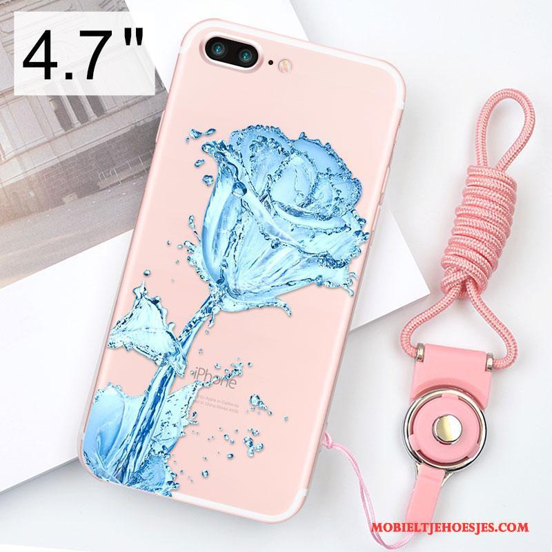 iPhone 8 Hoesje Hanger Hoes Rood Siliconen Roze Zacht Anti-fall