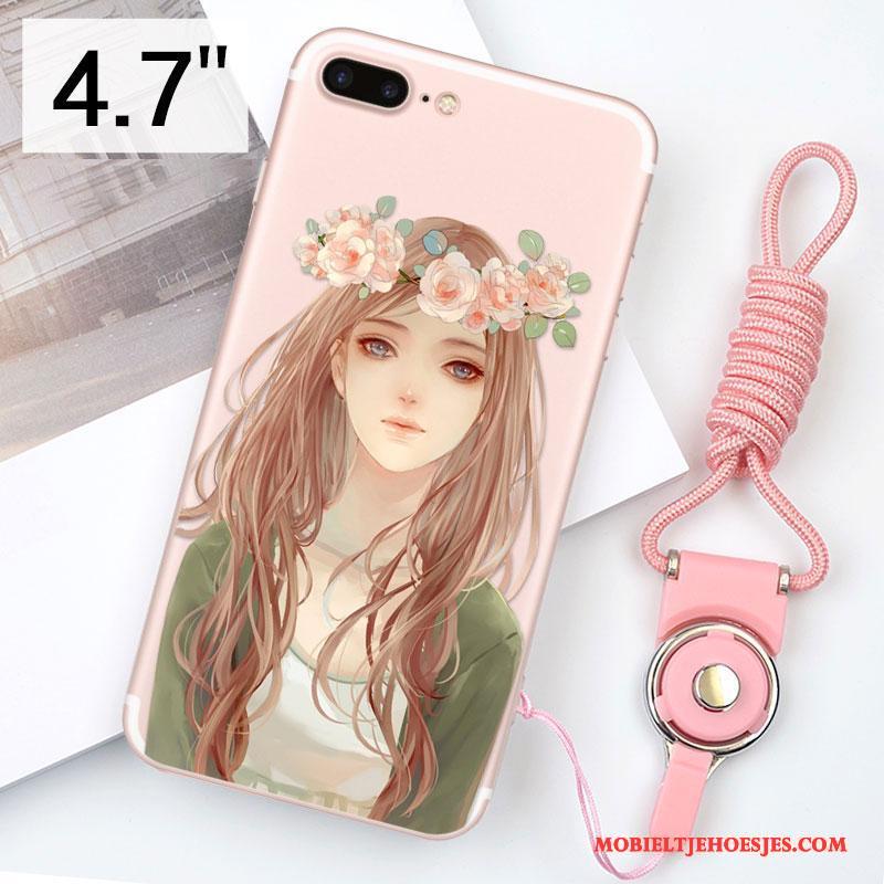 iPhone 8 Hoesje Hanger Hoes Rood Siliconen Roze Zacht Anti-fall