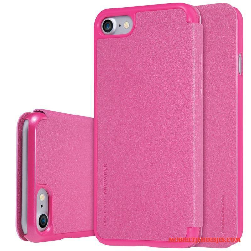 iPhone 8 Hoesje Mobiele Telefoon Leren Etui Hoes Bescherming Goud Antislip Folio