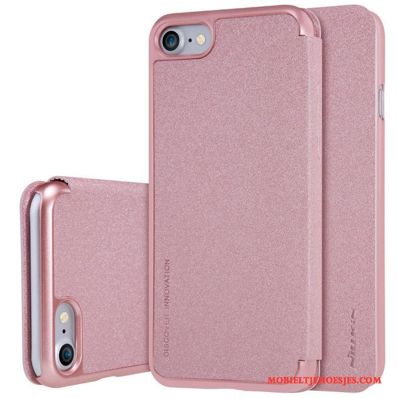 iPhone 8 Hoesje Mobiele Telefoon Leren Etui Hoes Bescherming Goud Antislip Folio