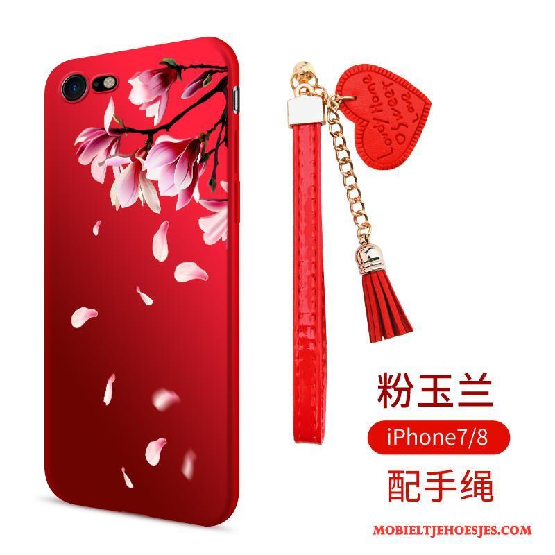 iPhone 8 Hoesje Telefoon Anti-fall Rood Siliconen Schrobben Zacht All Inclusive