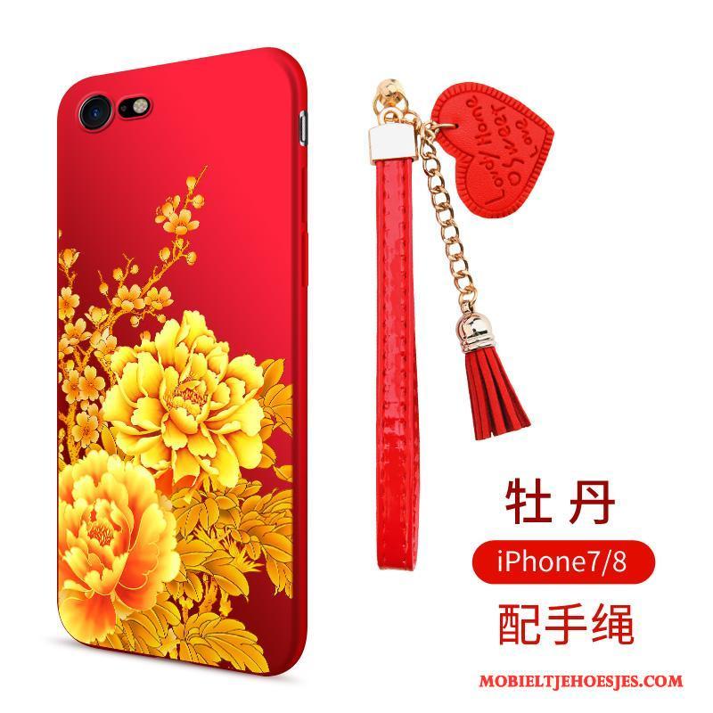 iPhone 8 Hoesje Telefoon Anti-fall Rood Siliconen Schrobben Zacht All Inclusive